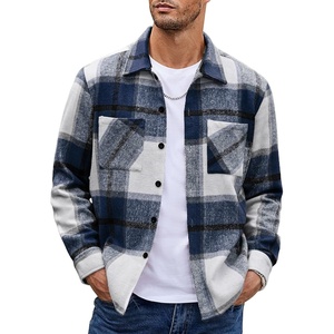 image:imageCOOFANDY Mens Flannel Shirts Casual Button Down Plaid Shirt Jacket Long Sleeve Fleece Shacket with PocketsNavy Blue