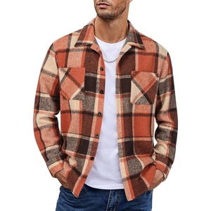 image:imageCOOFANDY Mens Flannel Shirts Casual Button Down Plaid Shirt Jacket Long Sleeve Fleece Shacket with PocketsOrange