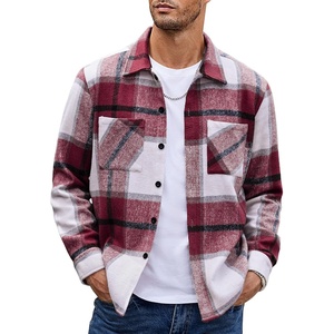 image:imageCOOFANDY Mens Flannel Shirts Casual Button Down Plaid Shirt Jacket Long Sleeve Fleece Shacket with PocketsRed