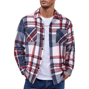 image:imageCOOFANDY Mens Flannel Shirts Casual Button Down Plaid Shirt Jacket Long Sleeve Fleece Shacket with PocketsRed Blue
