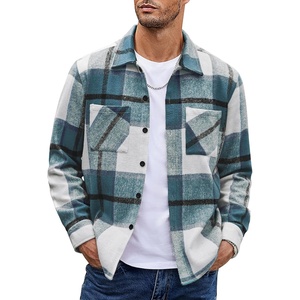 image:imageCOOFANDY Mens Flannel Shirts Casual Button Down Plaid Shirt Jacket Long Sleeve Fleece Shacket with PocketsSea Blue