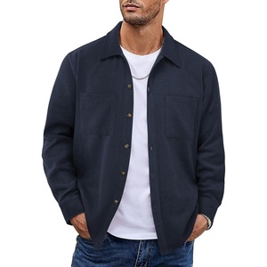 image:imageCOOFANDY Mens Flannel Shirts Casual Button Down Plaid Shirt Jacket Long Sleeve Fleece Shacket with PocketsSolid  Navy Blue