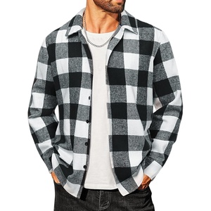 image:imageCOOFANDY Mens Flannel Shirts Casual Button Down Plaid Shirt Jacket Long Sleeve Fleece ShacketBlackwhite Plaid