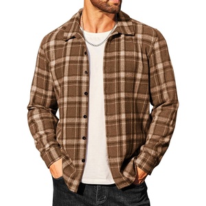image:imageCOOFANDY Mens Flannel Shirts Casual Button Down Plaid Shirt Jacket Long Sleeve Fleece ShacketBrownwhite Plaid