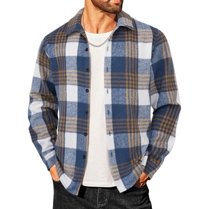 image:imageCOOFANDY Mens Flannel Shirts Casual Button Down Plaid Shirt Jacket Long Sleeve Fleece ShacketDark Bluewhite Plaid