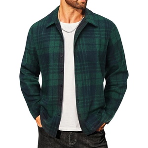 image:imageCOOFANDY Mens Flannel Shirts Casual Button Down Plaid Shirt Jacket Long Sleeve Fleece ShacketGreennavy Plaid