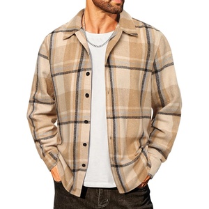 image:imageCOOFANDY Mens Flannel Shirts Casual Button Down Plaid Shirt Jacket Long Sleeve Fleece ShacketKhakibeige Plaid