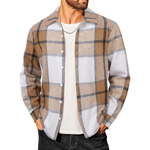 image:imageCOOFANDY Mens Flannel Shirts Casual Button Down Plaid Shirt Jacket Long Sleeve Fleece ShacketKhakiwhite Plaid
