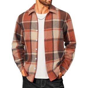 image:imageCOOFANDY Mens Flannel Shirts Casual Button Down Plaid Shirt Jacket Long Sleeve Fleece ShacketOrangekhaki Plaid