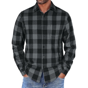 image:imageCOOFANDY Mens Flannel Shirts Long Sleeve Button Down Shirt with Pocket Casual Shirts Work Shirts for MenBlack Grey