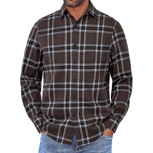 image:imageCOOFANDY Mens Flannel Shirts Long Sleeve Button Down Shirt with Pocket Casual Shirts Work Shirts for MenBrown Plaid