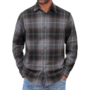 image:imageCOOFANDY Mens Flannel Shirts Long Sleeve Button Down Shirt with Pocket Casual Shirts Work Shirts for MenGrey Brown Black Plaid