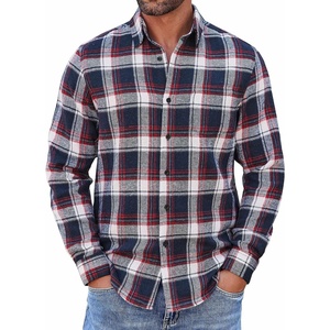 image:imageCOOFANDY Mens Flannel Shirts Long Sleeve Button Down Shirt with Pocket Casual Shirts Work Shirts for MenNavy Red White Plaid