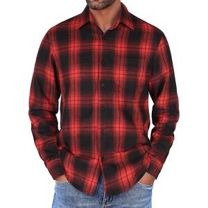image:imageCOOFANDY Mens Flannel Shirts Long Sleeve Button Down Shirt with Pocket Casual Shirts Work Shirts for MenRedBlack