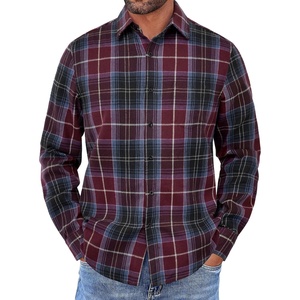 image:imageCOOFANDY Mens Flannel Shirts Long Sleeve Button Down Shirt with Pocket Casual Shirts Work Shirts for MenWine Red Black Plaid