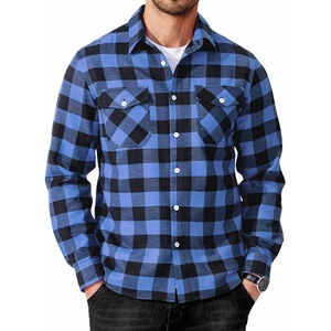 image:imageCOOFANDY Mens Flannel Shirts Long Sleeve Casual Plaid Button Down Shirt Cotton Shirt Cowboy Work Shirts with PocketsBlue