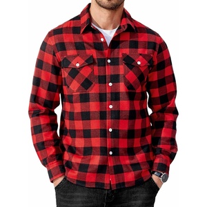 image:imageCOOFANDY Mens Flannel Shirts Long Sleeve Casual Plaid Button Down Shirt Cotton Shirt Cowboy Work Shirts with PocketsRed