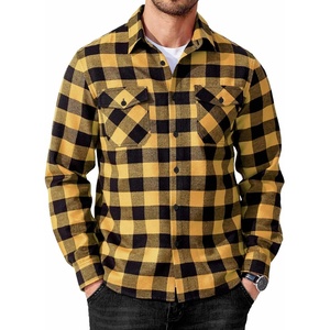 image:imageCOOFANDY Mens Flannel Shirts Long Sleeve Casual Plaid Button Down Shirt Cotton Shirt Cowboy Work Shirts with PocketsYellow