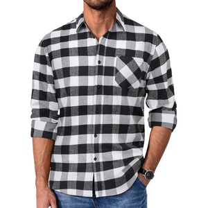image:imageCOOFANDY Mens Flannel Shirts Long Sleeve Plaid Button Down Shirt Casual Cotton Shirt with PocketBuffalo Blackwhite