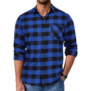 image:imageCOOFANDY Mens Flannel Shirts Long Sleeve Plaid Button Down Shirt Casual Cotton Shirt with PocketBuffalo Blueblack