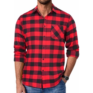 image:imageCOOFANDY Mens Flannel Shirts Long Sleeve Plaid Button Down Shirt Casual Cotton Shirt with PocketBuffalo Red
