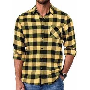 image:imageCOOFANDY Mens Flannel Shirts Long Sleeve Plaid Button Down Shirt Casual Cotton Shirt with PocketBuffalo Yellow