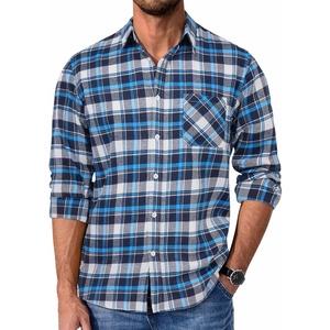 image:imageCOOFANDY Mens Flannel Shirts Long Sleeve Plaid Button Down Shirt Casual Cotton Shirt with PocketPlaid Bluewhite
