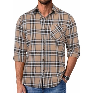 image:imageCOOFANDY Mens Flannel Shirts Long Sleeve Plaid Button Down Shirt Casual Cotton Shirt with PocketPlaid Brown Black