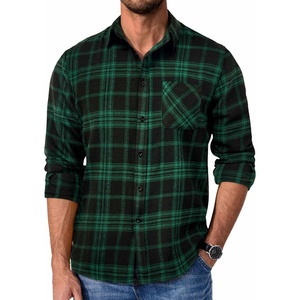 image:imageCOOFANDY Mens Flannel Shirts Long Sleeve Plaid Button Down Shirt Casual Cotton Shirt with PocketPlaid Greenblack