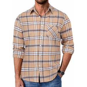 image:imageCOOFANDY Mens Flannel Shirts Long Sleeve Plaid Button Down Shirt Casual Cotton Shirt with PocketPlaid Khaki