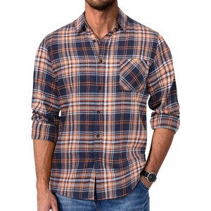 image:imageCOOFANDY Mens Flannel Shirts Long Sleeve Plaid Button Down Shirt Casual Cotton Shirt with PocketPlaid Orangebuffalo