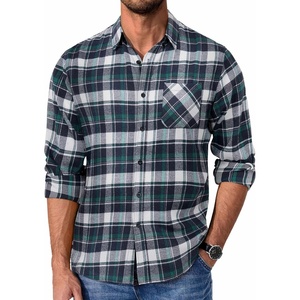 image:imageCOOFANDY Mens Flannel Shirts Long Sleeve Plaid Button Down Shirt Casual Cotton Shirt with PocketPlaid Whitegreen