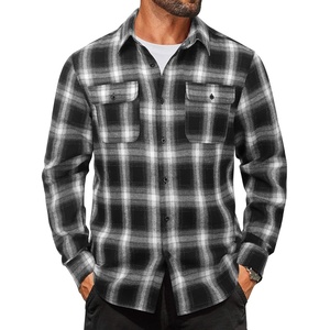 image:imageCOOFANDY Mens Flannel Shirts Long Sleeve Plaid Button Down Shirt Cotton Casual Work Shirts with PocketsBlack White