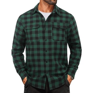 image:imageCOOFANDY Mens Flannel Shirts Long Sleeve Plaid Button Down Shirt Cotton Casual Work Shirts with PocketsGreen