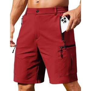 image:imageCOOFANDY Mens Hiking 9 Cargo Shorts Lightweight Outdoor Shorts Quick Dry Golf Camping Casual Fishing with 5 Zipper PocketsRed