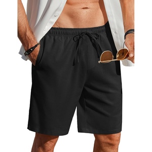 image:imageCOOFANDY Mens Linen Shorts Casual Beach Shorts 9 inch Inseam Elastic Waist Drawstring Summer ShortsBlack