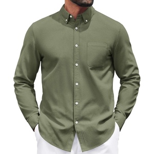 image:imageCOOFANDY Mens Long Sleeve Button Down Shirt Casual Untucked Shirts for Men Oxford Dress ShirtsArmy Green