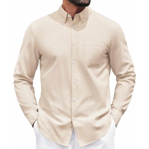 image:imageCOOFANDY Mens Long Sleeve Button Down Shirt Casual Untucked Shirts for Men Oxford Dress ShirtsBeige
