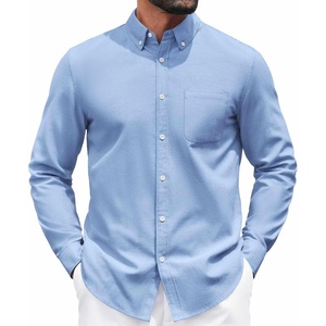 image:imageCOOFANDY Mens Long Sleeve Button Down Shirt Casual Untucked Shirts for Men Oxford Dress ShirtsBlue