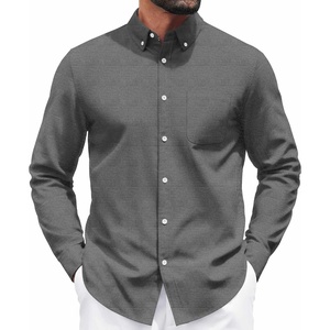image:imageCOOFANDY Mens Long Sleeve Button Down Shirt Casual Untucked Shirts for Men Oxford Dress ShirtsGray
