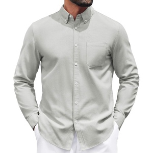 image:imageCOOFANDY Mens Long Sleeve Button Down Shirt Casual Untucked Shirts for Men Oxford Dress ShirtsLight Gray