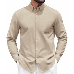image:imageCOOFANDY Mens Long Sleeve Button Down Shirt Casual Untucked Shirts for Men Oxford Dress ShirtsLight Khaki