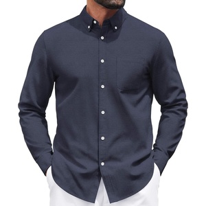 image:imageCOOFANDY Mens Long Sleeve Button Down Shirt Casual Untucked Shirts for Men Oxford Dress ShirtsNavy Blue