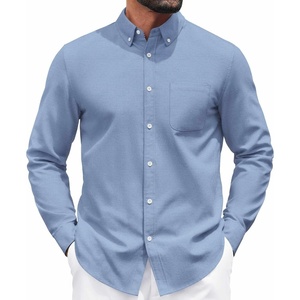 image:imageCOOFANDY Mens Long Sleeve Button Down Shirt Casual Untucked Shirts for Men Oxford Dress ShirtsOcean Blue