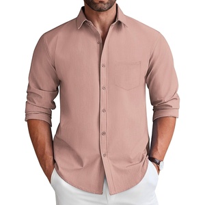 image:imageCOOFANDY Mens Long Sleeve Button Down Shirt Wrinkle Free Untucked Dress Shirt Casual Denim ShirtDusty Pink