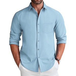 image:imageCOOFANDY Mens Long Sleeve Button Down Shirt Wrinkle Free Untucked Dress Shirt Casual Denim ShirtSky Blue