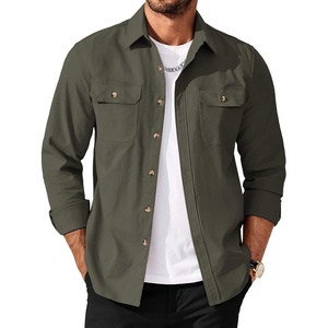 image:imageCOOFANDY Mens Long Sleeve Button Up Shirt Jacket with Flap PocketsArmy Green