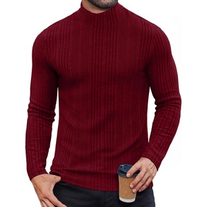 image:imageCOOFANDY Mens Mock Turtleneck Long Sleeve Shirts Fleece Ribbed Thermal Pullover Slim Fit Basic TShirtsDark Red