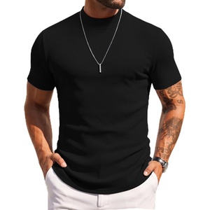 image:imageCOOFANDY Mens Mock Turtleneck Sweater Short Sleeve Slim Fit Turtle Neck Sweaters Casual Basic Tee Ribbed Knit Pullover TopsAblack