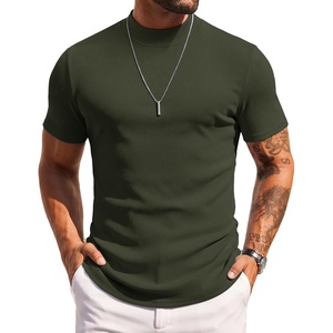 image:imageCOOFANDY Mens Mock Turtleneck Sweater Short Sleeve Slim Fit Turtle Neck Sweaters Casual Basic Tee Ribbed Knit Pullover TopsArmy Green